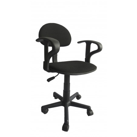Πολυθρόνα γραφείου μαύρη τροχήλατη περιστρεφόμενη με μπράτσα μαύρη  και ανατομική πλάτη με μηχανισμό ανύψωσης