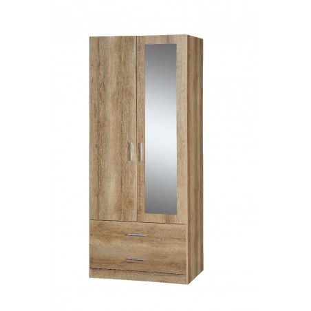 Ντουλάπα δίφυλλη με καθρέπτη ολόσωμο σε χρώμα φυσικό 138 82εκ*60εκ*2μ