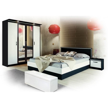 Σετ Υπνοδωματίου Betina: Κρεβάτι Διπλό 160/200 Ντουλάπα Τετράφυλλη με καθρέφτη Κομοδίνα 2 τμχ. Genomax 8866