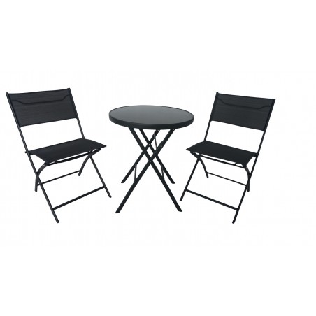 ΣΕΤ ΤΡΑΠΕΖΑΡΙΑΣ 3ΤΜΧ ΜΕΤΑΛΛΙΚΟ  ΜΕ 2 ΚΑΡΕΚΛΕΣ & ΤΡΑΠΕΖΙ Φ60 ΜΑΥΡΟ