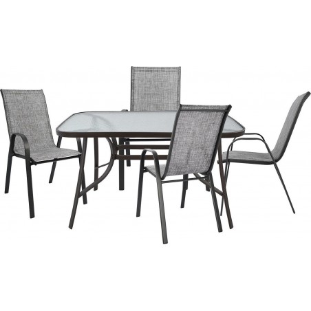 ΣΕΤ ΤΡΑΠΕΖΑΡΙΑΣ 5ΤΜΧ ΜΕΤΑΛΛΙΚΗ ΜΕ 4 ΚΑΡΕΚΛΕΣ & ΤΡΑΠΕΖΙ 140x80 ΓΚΡΙ