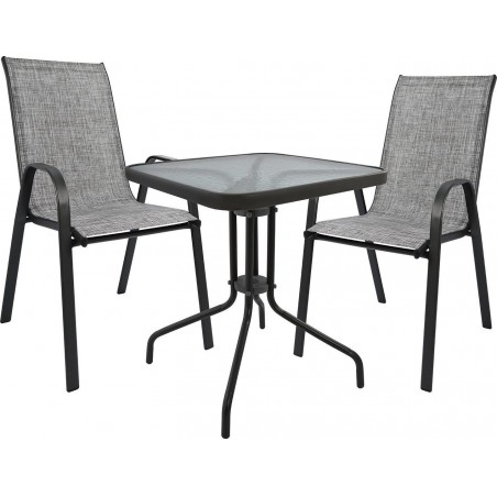 ΣΕΤ ΤΡΑΠΕΖΑΡΙΑΣ 3ΤΜΧ ΜΕ 2 ΚΑΡΕΚΛΕΣ & 1 ΤΡΑΠΕΖΙ ΓΚΡΙ ΑΝΘΡΑΚΙ 60x60x72εκ