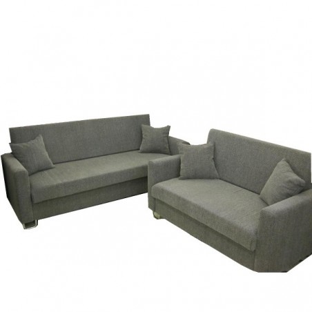 Καναπές τριθέσιος STATUS και διθέσιος γκρι με κρεβάτι και αποθηκευτικό χώρο 3θέσιο 210εκ*75εκ*80εκ και 2θέσιο 150εκ*75εκ*80εκ