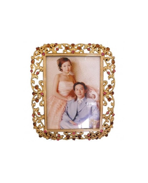 Κορνίζα χρυσή μπρούτζινη με strass 18x2x23εκ