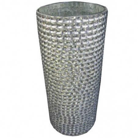 Βάζο γυάλινο διακοσμητικό επιτραπέζιο διάμετρος 16εκ -Υ40εκ. με ψηφιδωτό σχέδιο με καθρεφτάκια-στρας