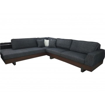 Καναπές γωνία SOFIA γκρι  με ξύλινο προφίλ και μεταλλικά ποδαρικά