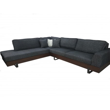Καναπές γωνία SOFIA γκρι  με ξύλινο προφίλ και μεταλλικά ποδαρικά