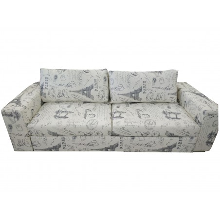 Καναπές κρεβάτι διπλό PARIS ασπρόμαυρος με πλενομενα μαξιλάρια και δυνατότατη αλλαγής διαστάσεων 220εκ*90εκ*80εκ ύψος