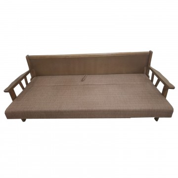 Καναπές κρεβάτι μπαούλο Ρουστίκ με ξύλινα μπράτσα και δυνατότατη αλλαγής διαστάσεων