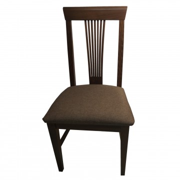 Καρέκλα τραπεζαρίας Κλεοπάτρα ξύλινη σε χρώμα οξιάς καρυδιά με ψηλή πλάτη και καφέ πάτο