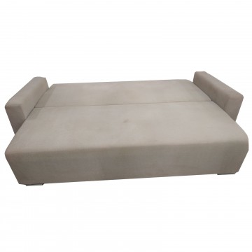 Καναπές κρεβάτι διπλό και αποθηκευτικό χώρο SOFIA με μπράτσα μπεζ χρώμα