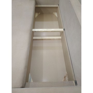 Καναπές κρεβάτι διπλό και αποθηκευτικό χώρο SOFIA με μπράτσα μπεζ χρώμα