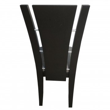 Καρέκλα τραπεζαρίας Κ5 από ξύλο δρυς βεγγε χρώμα μα ψηλή πλάτη και γκρι πάτο.