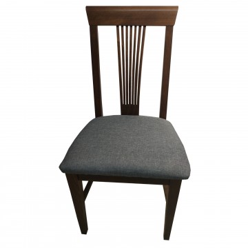 Καρέκλα τραπεζαρίας Κλεοπάτρα ξύλινη σε χρώμα οξιάς καρυδιά με ψηλή πλάτη και γκρι πάτο