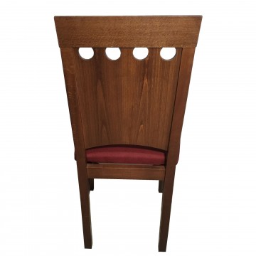 Καρέκλα τραπεζαρίας Κ67 ξύλινη σε χρώμα οξιάς καρυδιά με ψηλή σκαλιστή πλάτη και βυσσινή πάτο