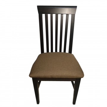 Καρέκλα τραπεζαρίας Κ60 ξύλινη σε χρώμα οξιάς καρυδιά με ψηλή σκαλιστή πλάτη και καφέ πάτο