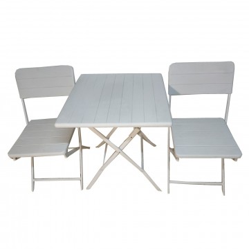 ΣΕΤ ΤΡΑΠΕΖΑΡΙΑΣ ΜΕΤΑΛΛΙΚΟ 3ΤΜΧ ΜΕ 2 ΚΑΡΕΚΛΕΣ & ΤΡΑΠΕΖΙ ΤΕΤΡΑΓΩΝΟ 60*60  ΟΛΑ ΧΡΩΜΑ ΑΣΠΡΑ ΠΤΥΣΣΟΜΕΝΑ