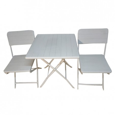 ΣΕΤ ΤΡΑΠΕΖΑΡΙΑΣ ΜΕΤΑΛΛΙΚΟ 3ΤΜΧ ΜΕ 2 ΚΑΡΕΚΛΕΣ & ΤΡΑΠΕΖΙ ΤΕΤΡΑΓΩΝΟ 60*60  ΟΛΑ ΧΡΩΜΑ ΑΣΠΡΑ ΠΤΥΣΣΟΜΕΝΑ