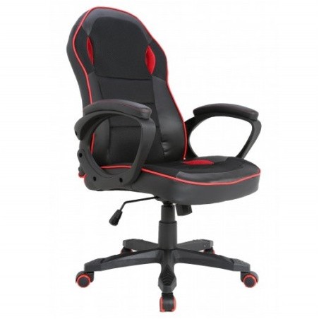 ΚΑΡΕΚΛΑ ΓΡΑΦΕΙΟΥ GAMING ΜΑΥΡΗ ΜΕ ΚΟΚΚΙΝΕΣ ΛΕΠΤΟΜΕΡΙΕΣ 65x70x134 εκ.