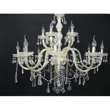 Φωτιστικό κρεμαστός πολυέλεος κρυστάλλινος 15 φώτα Ε14 διαμέτρου 1μέτρο