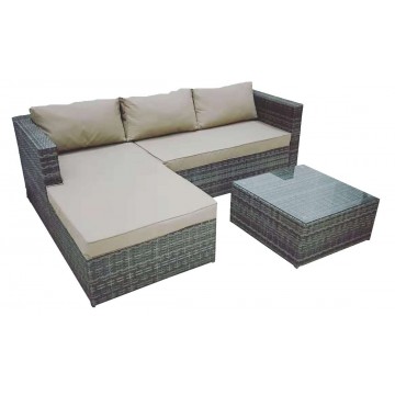 Γωνία σαλόνι ratan wicker σετ τρία τεμάχια γκρι