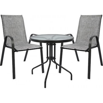 ΣΕΤ ΤΡΑΠΕΖΑΡΙΑΣ ΜΕΤΑΛΛΙΚΟ 3ΤΜΧ ΜΕ 2 ΚΑΡΕΚΛΕΣ & ΤΡΑΠΕΖΙ Φ60 ΓΚΡΙ