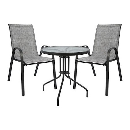 ΣΕΤ ΤΡΑΠΕΖΑΡΙΑΣ ΜΕΤΑΛΛΙΚΟ 3ΤΜΧ ΜΕ 2 ΚΑΡΕΚΛΕΣ & ΤΡΑΠΕΖΙ Φ60 ΓΚΡΙ