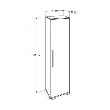 Ντουλάπα μονόφυλλη με 8 ράφια λευκή High Gloss White  50εκ*35εκ*187εκ