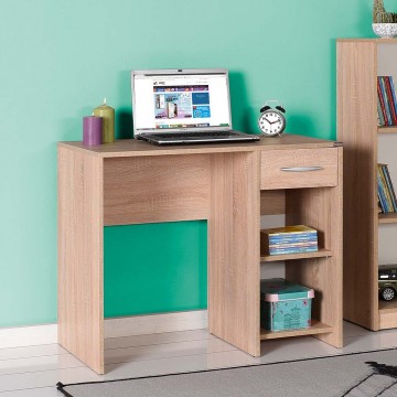 Γραφείο sonoma φυσικό χρώμα 90x52x75 εκ για φορητό υπολογιστή με συρτάρι και βιβλιοθήκη