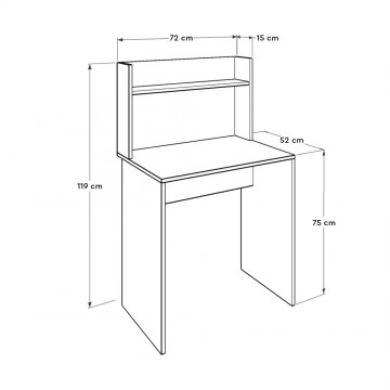 Γραφείο sonoma φυσικό χρώμα με βιβλιοθήκη 72x52x112 για φορητό υπολογιστή