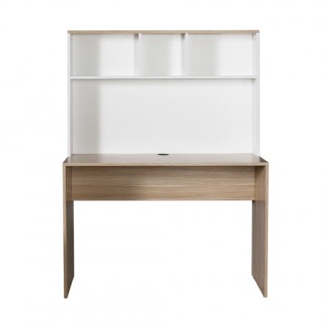 Γραφείο με βιβλιοθήκη φυσικό sonoma και λευκό 110x52x149 για φορητό υπολογιστή