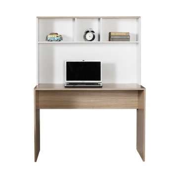 Γραφείο με βιβλιοθήκη φυσικό sonoma και λευκό 110x52x149 για φορητό υπολογιστή