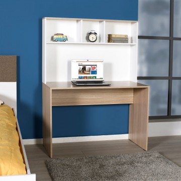 Γραφείο με βιβλιοθήκη φυσικό sonoma και λευκό 110x52x149 για φορητό υπολογιστή