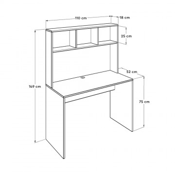 Γραφείο με βιβλιοθήκη φυσικό sonoma και λευκό 110x52x149 για φορητό υπολογιστή