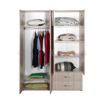 Ντουλάπα 4φηλη φυσικό sonoma με συρτάρια κρεμάστρα και ράφια 137x52x187 εκ