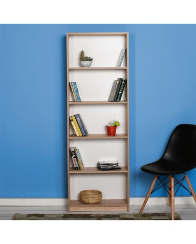 Βιβλιοθήκη με πέντε ράφια φυσικό σονομα 58x23x170 εκ