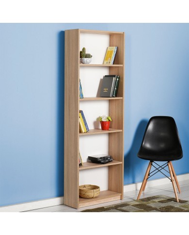 Βιβλιοθήκη με πέντε ράφια φυσικό σονομα 58x23x170 εκ