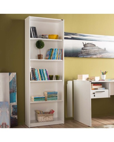 Βιβλιοθήκη με πέντε ράφια λευκό χρώμα 64x26x182 εκ