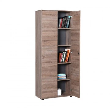 Ντουλάπι βιβλιοθήκη  γραφείου 2φηλη με κλειδαριά και ράφια σταχτί χρώμα 72x34x187 εκ