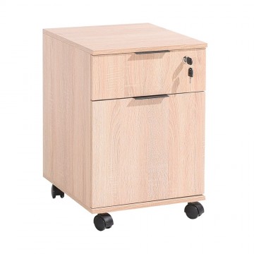 Συρταριερα γραφείου φυσικό sonoma με συρτάρι κλειδαριά και ντουλάπι τροχήλατη 41x41x61 εκ