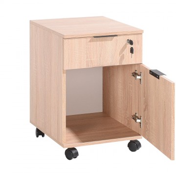 Συρταριερα γραφείου φυσικό sonoma με συρτάρι κλειδαριά και ντουλάπι τροχήλατη 41x41x61 εκ