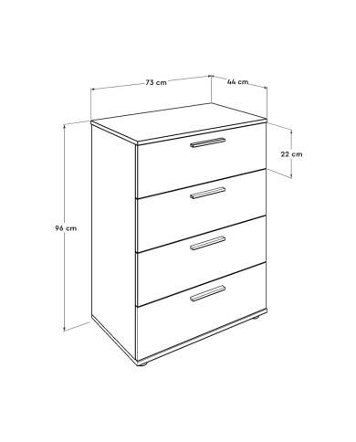 Συρταριερα με 4 συρτάρια βαθιά φυσικό sonoma 73x44x96 εκ