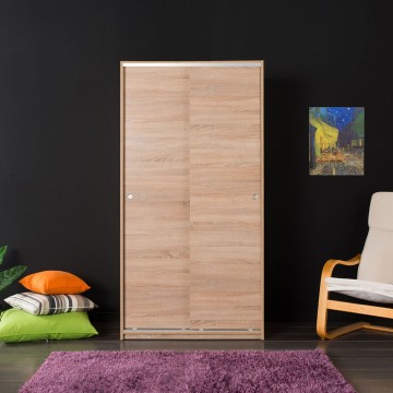 Ντουλάπα συρόμενη  φυσικό sonoma με κρεμάστρα και εσωτερικά πατάρια 94x52x182 εκ