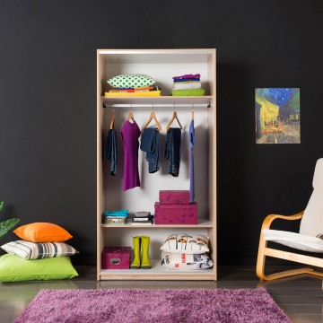 Ντουλάπα συρόμενη  φυσικό sonoma με κρεμάστρα και εσωτερικά πατάρια 94x52x182 εκ