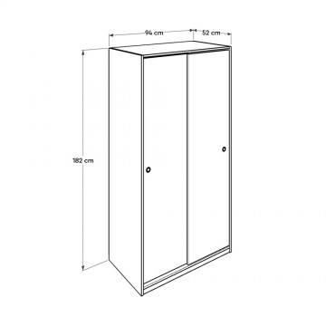 Ντουλάπα συρόμενη  φυσικό sonoma με κρεμάστρα και εσωτερικά πατάρια 94x52x182 εκ