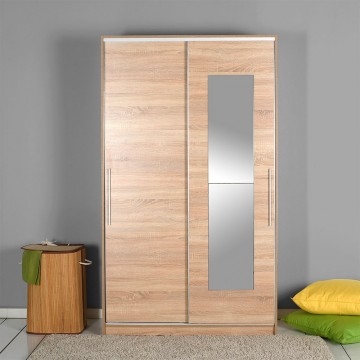 Ντουλάπα συρόμενη φυσικόΝτουλάπα συρόμενη φυσικό sonoma με καθρέπτη κρεμάστρα και εσωτερικά πατάρια 120x60x207εκ