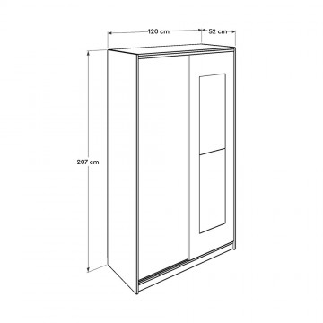 Ντουλάπα συρόμενη φυσικόΝτουλάπα συρόμενη φυσικό sonoma με καθρέπτη κρεμάστρα και εσωτερικά πατάρια 120x60x207εκ