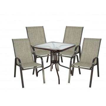 Σετ τραπεζαρία καφέ 5 τεμ...