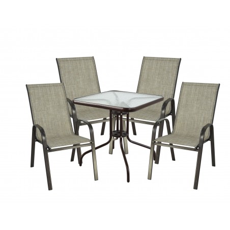 Σετ τραπεζαρία καφέ 5 τεμ με 4 καρέκλες και τραπεζι τετράγωνο 70*70 εκ