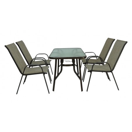 ΣΕΤ ΤΡΑΠΕΖΑΡΙΑΣ 5ΤΜΧ ΜΕΤΑΛΛΙΚΗ ΜΕ 4 ΚΑΡΕΚΛΕΣ & ΤΡΑΠΕΖΙ 110x60 ΚΑΦΕ